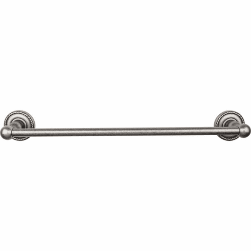 Top Knobs ED6APF Edwardian Bath 18" Single Towel Bar - Antique Pewter - Rope Backplate AP