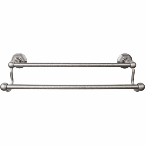 Top Knobs ED7APB Edwardian Bath 18" Double Towel Bar - Antique Pewter - Hex Backplate AP