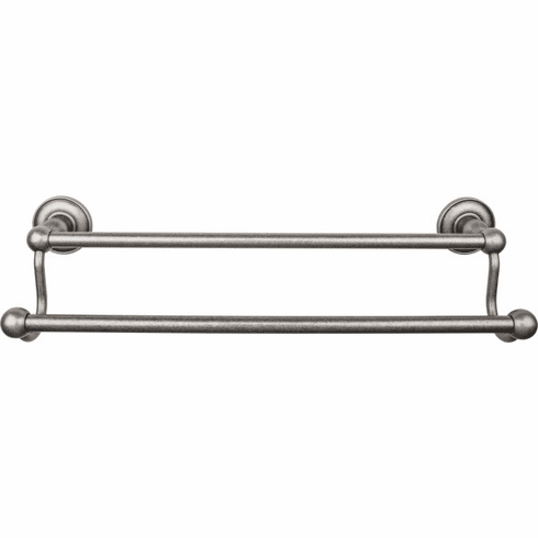 Top Knobs ED7APD Edwardian Bath 18" Double Towel Bar - Antique Pewter - Plain Backplate AP