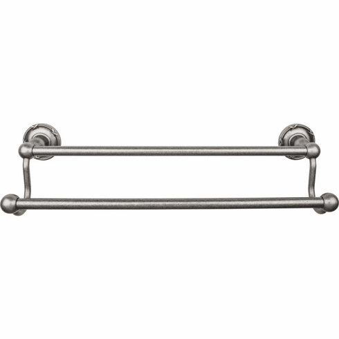 Top Knobs ED7APE Edwardian Bath 18" Double Towel Bar - Antique Pewter - Ribbon Backplate AP
