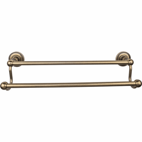 Top Knobs ED7GBZA Edwardian Bath 18" Double Towel Bar - German Bronze - Beaded Backplate GBZ
