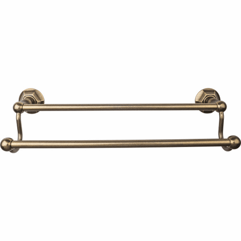 Top Knobs ED7GBZB Edwardian Bath 18" Double Towel Bar - German Bronze - Hex Backplate GBZ