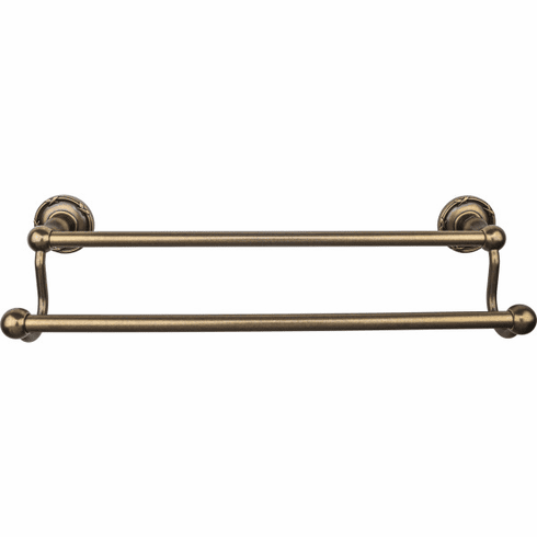 Top Knobs ED7GBZE Edwardian Bath 18" Double Towel Bar - German Bronze - Ribbon Backplate GBZ