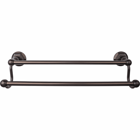 Top Knobs ED7ORBB Edwardian Bath 18" Double Towel Bar - Oil Rubbed Bronze - Hex Backplate ORB