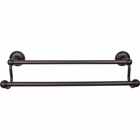 Top Knobs ED7ORBE Edwardian Bath 18" Double Towel Bar - Oil Rubbed Bronze - Ribbon Backplate ORB