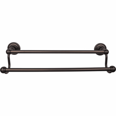 Top Knobs ED7ORBF Edwardian Bath 18" Double Towel Bar - Oil Rubbed Bronze - Rope Backplate ORB