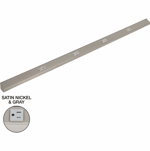 TR72-4GD-P-SN 72" TR Series Angle Power Strip, Satin Nickel Finish, Grey Receptacles
