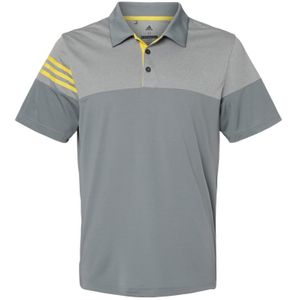 Adidas Golf A213 Mens Heathered 3-Stripe UPF 30+ Polo
