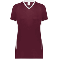 maroon / white