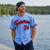 SAMPLE - Homegrown Rib Knit Trim Full Button Tackle Twill Baseball Jersey (SAMP512C)
