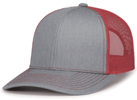 heather grey / red