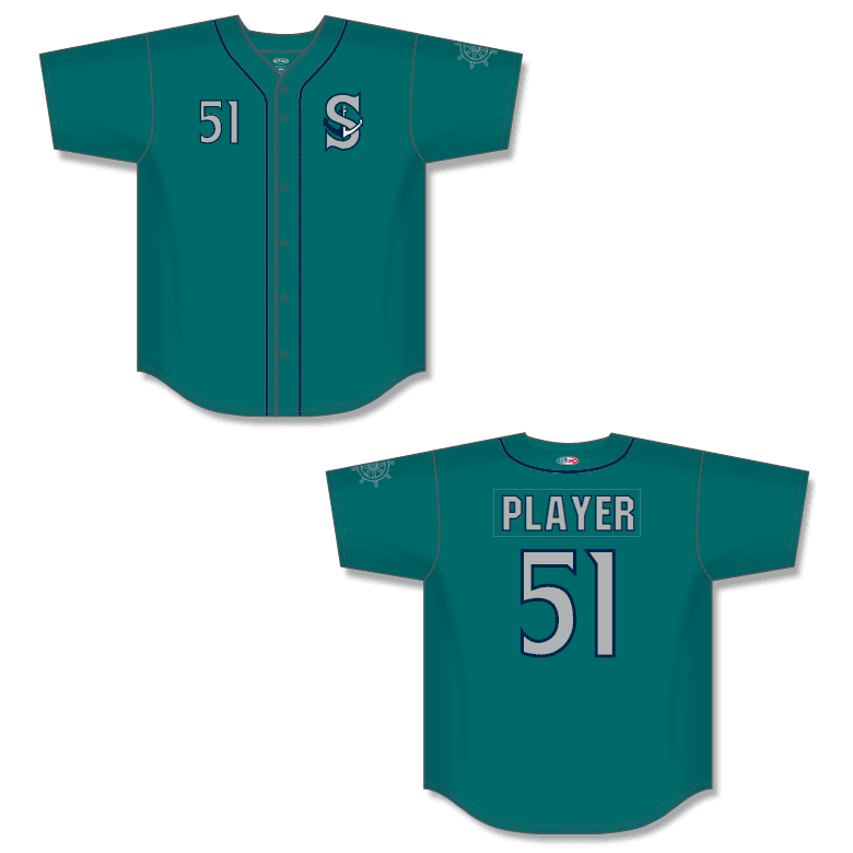 Custom Mariners Full Button Baseball Jerseys 1990's Teal Throwback