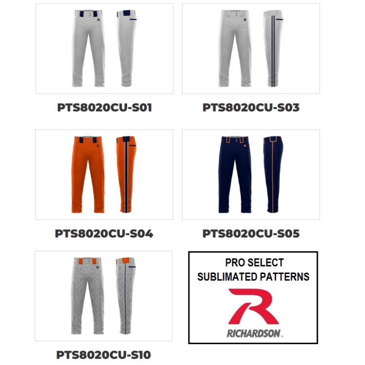 Richardson PTS Baseball Pants Braiding or Sublimated Design Online
