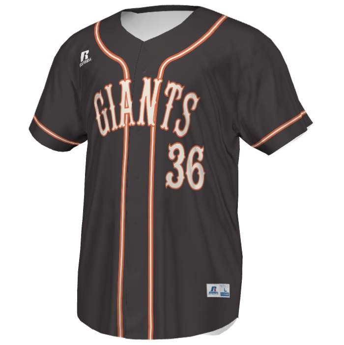 Russell Sublimated Button Up Baseball Jerseys Custom Faux Button