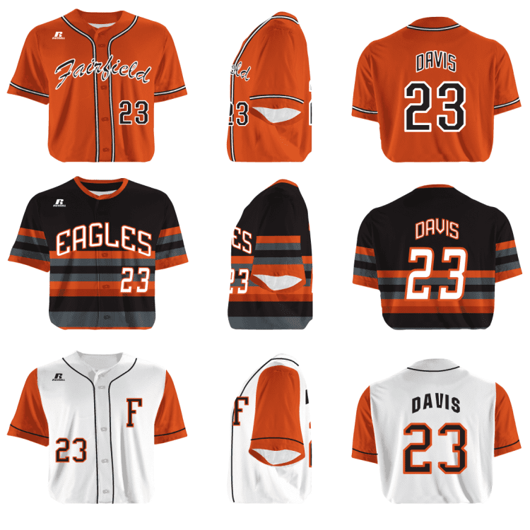 Russell Sublimated Button Up Baseball Jerseys Custom Real Button R45VTM