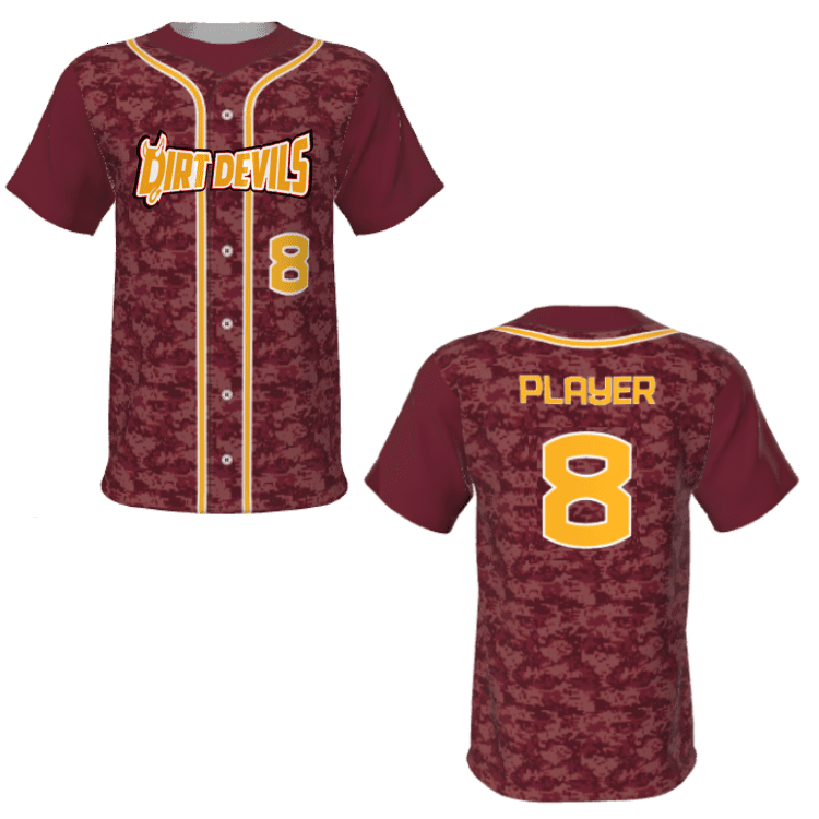 Sublimated Baseball Jerseys Digital Camo Button Up Juice JPL006