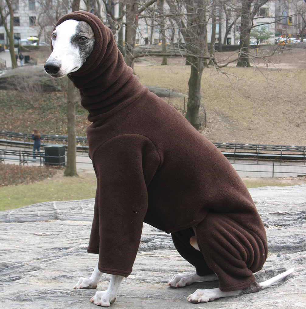 Whippet Heavy Fleece Hooded Bodysuit Chocolate