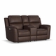 HT Media Grayson Zero Gravity Power Reclining Loveseat w/Console in Leather Umber