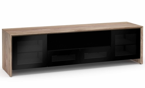 Salamander Designs Barcelona Walnut/Black Glass Quad 245 Speaker Integrated AV Cabinet