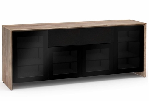 Salamander Designs Barcelona Walnut/Black Glass Quad 345 Speaker Integrated AV Cabinet