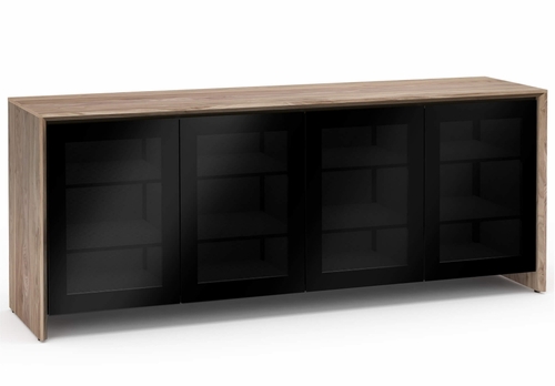 Salamander Designs Barcelona Walnut/Black Glass Quad 347 AV Cabinet