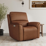 HT Media Grayson Power Swivel Gliding Leather Recliner w/ Power Headrest, Lumbar, Heat & Massage, USB Port
