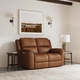 HT Media Grayson Zero Gravity Power Reclining Loveseat in Leather Caramel