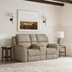 HT Media Grayson Zero Gravity Power Reclining Loveseat w/Console in Leather Beige