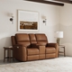 HT Media Grayson Zero Gravity Power Reclining Loveseat w/Console in Leather Caramel