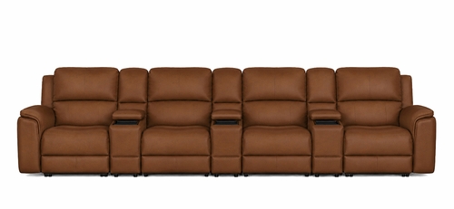 HT Media Grayson Zero Gravity Power Reclining Row of 4 Sofa w/Consoles, Power Headrests & Lumbar, USB