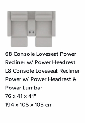 Palliser Oakley Console Loveseat Power Recliner w/ Power Headrest, Optional Lumbar & Zero Gravity Recline