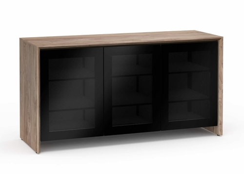 Salamander Designs Barcelona Walnut/Black Glass Triple 337 AV Cabinet