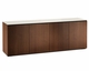 Salamander Designs Manhattan Medium Walnut Quad 347 AV Cabinet w/Matte Taupe Glass Top