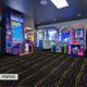 S Shape Home Theater Carpet in Game Room