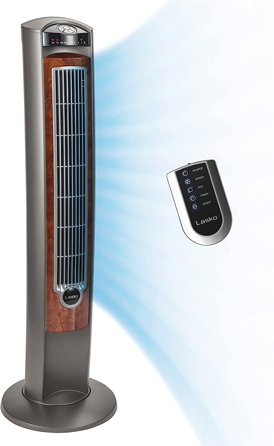Lasko T42954 3-Speed 42 inch Wind Curve Oscillating Tower Fan, 7-1/2 hours  Timer,