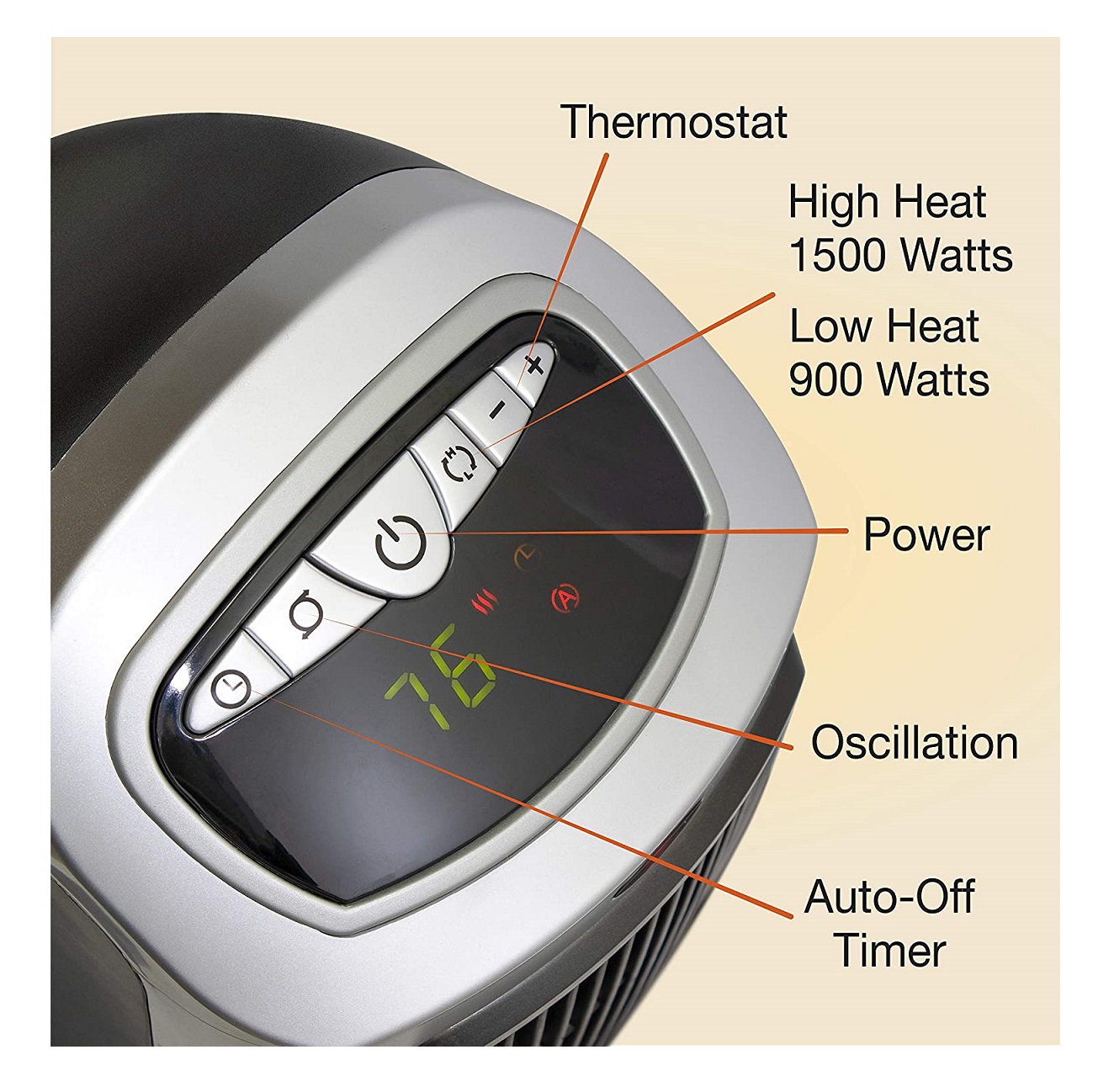 Lasko 755320 1500 Watt 23 inch Oscillating Ceramic Tower Heater, 3  Settings, 8-Hr Timer, Programmable Thermostat, Remote