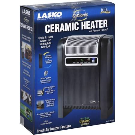 Lasko 760000 1,500 Watt Cyclonic Ceramic Heater, 2 Quiet Comfort u0026 2-Speed  Settings, 7-Hr Timer, Thermostat, Electronic Controls u0026 Automatic Shut-off