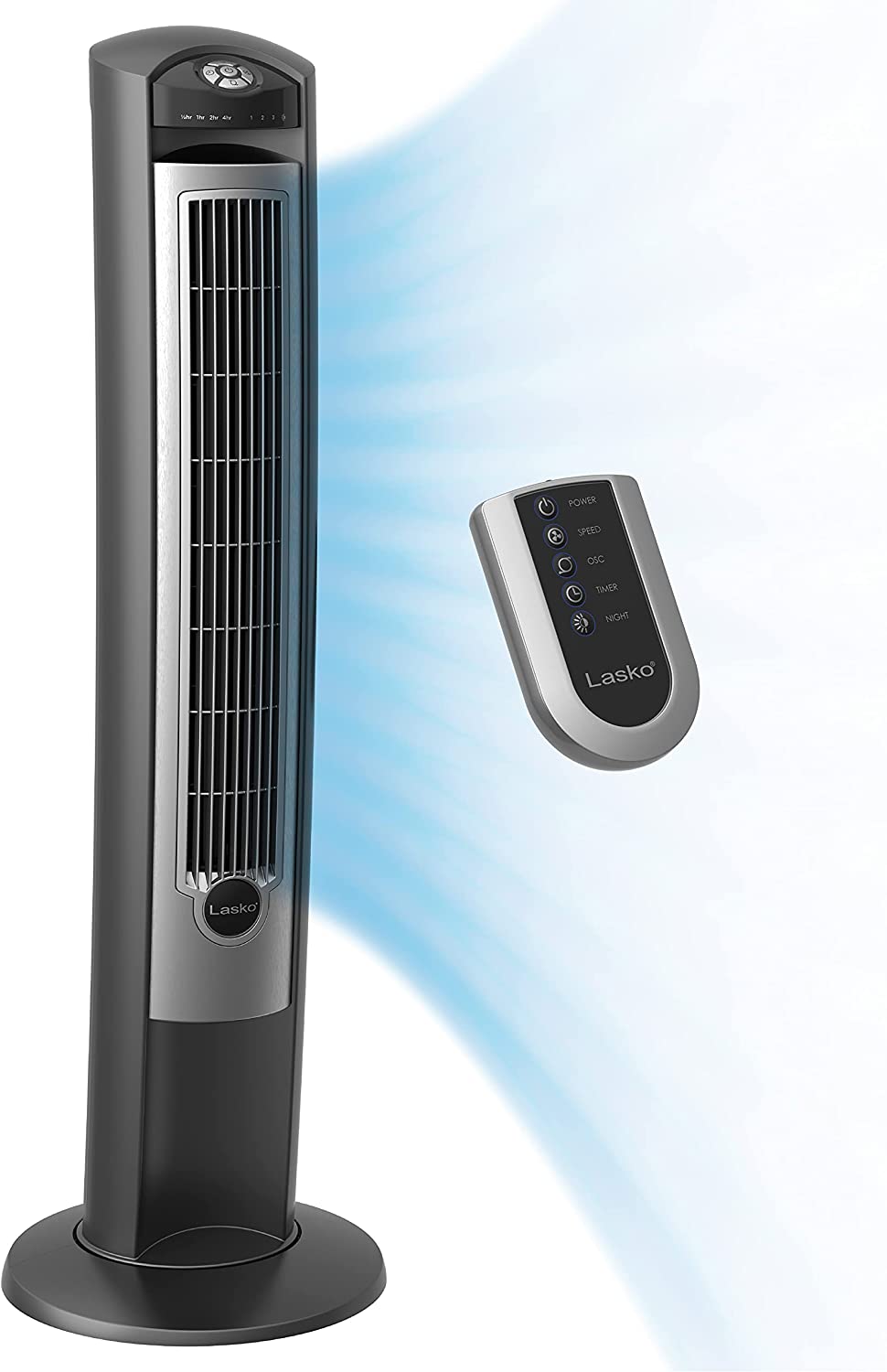 Lasko T42951 3-Speed 42 inch Wind Curve Oscillating Tower Fan, 7-1/2 hours  Timer,