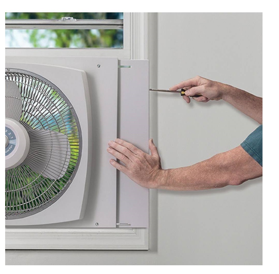 Lasko W16900 16 inch 3-Speed Window Fan, Intake / Exhaust Reversible, Storm  Guard, Safety Fused Plug, Light Gray