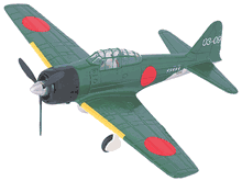 WWII Mitsubishi Zero diecast airplane model 1:48 scale die cast from Yat Ming - Green