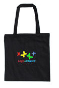 15"x16" Black Canvas Tote Bags with Full Color DTF Print of Your Artwork/Logo 