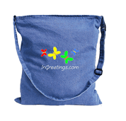 15"x16" Washed Denim Cross Body Zippered Messenger Bag with Full Color DFT Print of Your Artwork/Logo 