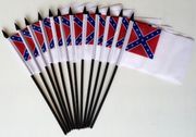 2nd Confederate 4"x6" Stick Flags - 12 Per Pack
