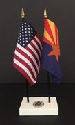 Arizona and US Flag Executive Desk Set