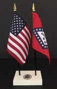 Arkansas and US Flag Executive Desk Set