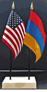 Armenia and US Flag Desk Set