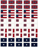 Assorted Historical Confederate Flag Stickers - 50 per sheet