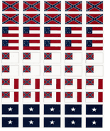 Assorted Historical Confederate Flag Stickers - 50 per sheet