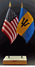 Barbados and US Flag Desk Set