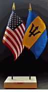 Barbados and US Flag Desk Set